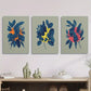 3pcs Watercolor Eucalyptus Botanical Vibrant Blue & Orange Metal Print Ready to Hang Art