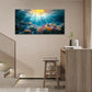 Large Ocean Vibrant Coral Reef Fish & Sunlight Seascape Wall Art canvas office home room framed 120x60cm