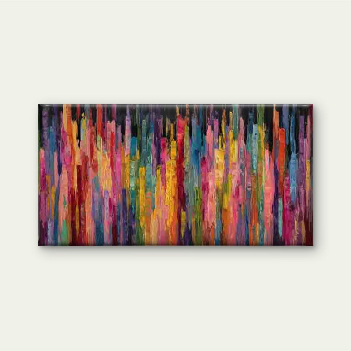 Neutral Vertical Line Stripes Wall Art Canvas Office Home Room Framed 120x60cm