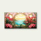 Stained Ocean Sunset Pink Wall Art Canvas Office Home Room Framed 120x60cm