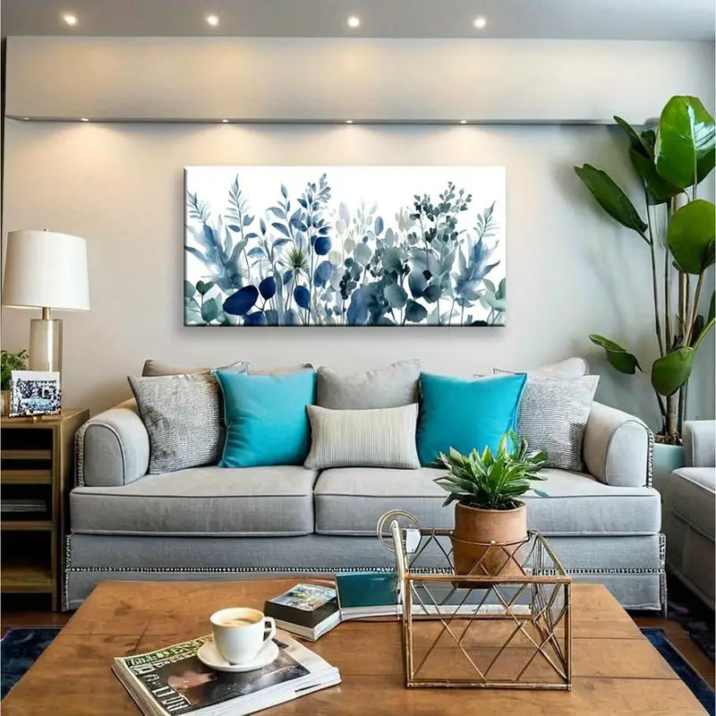 Abstract Floral Watercolors Leaves Wall Art canvas office home room framed 120x60cm