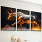 3pcs Modern Style Fashion Abstract Geometry Cattle Animal Art Wall Art Set Canvas Framed 40x60cm - High Quality Print 100% Australian Made Wall Canvas Ready to Hang