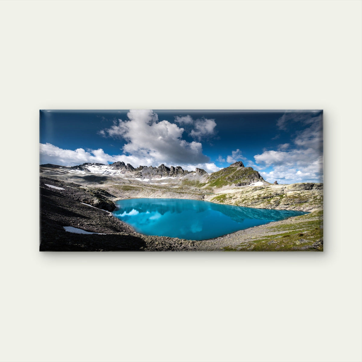 Blue Alpine Lake View Wall Art Canvas Office Home Room Framed 80x45cm