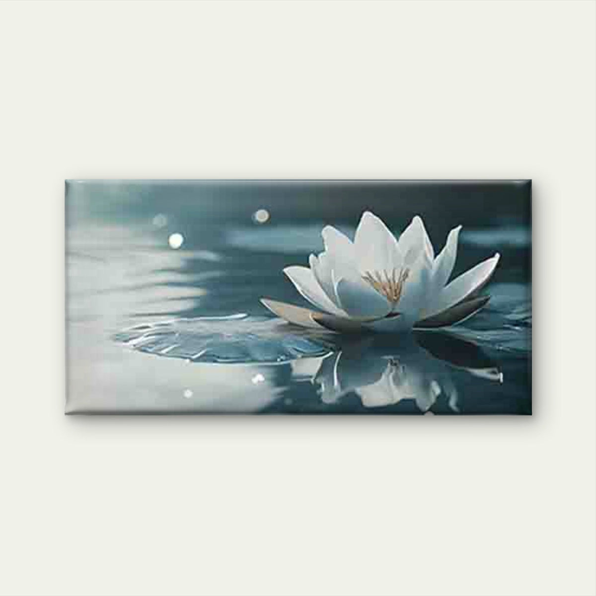 Water Lily Blooms on The Water Wall Art Canvas Office Home Room Framed 80x45cm