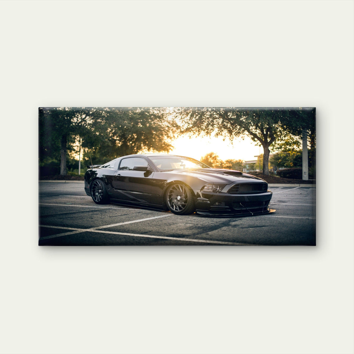Ford Mustang Muscle Car Black Sports Wall Art Canvas Office Home Framed 80x45cm