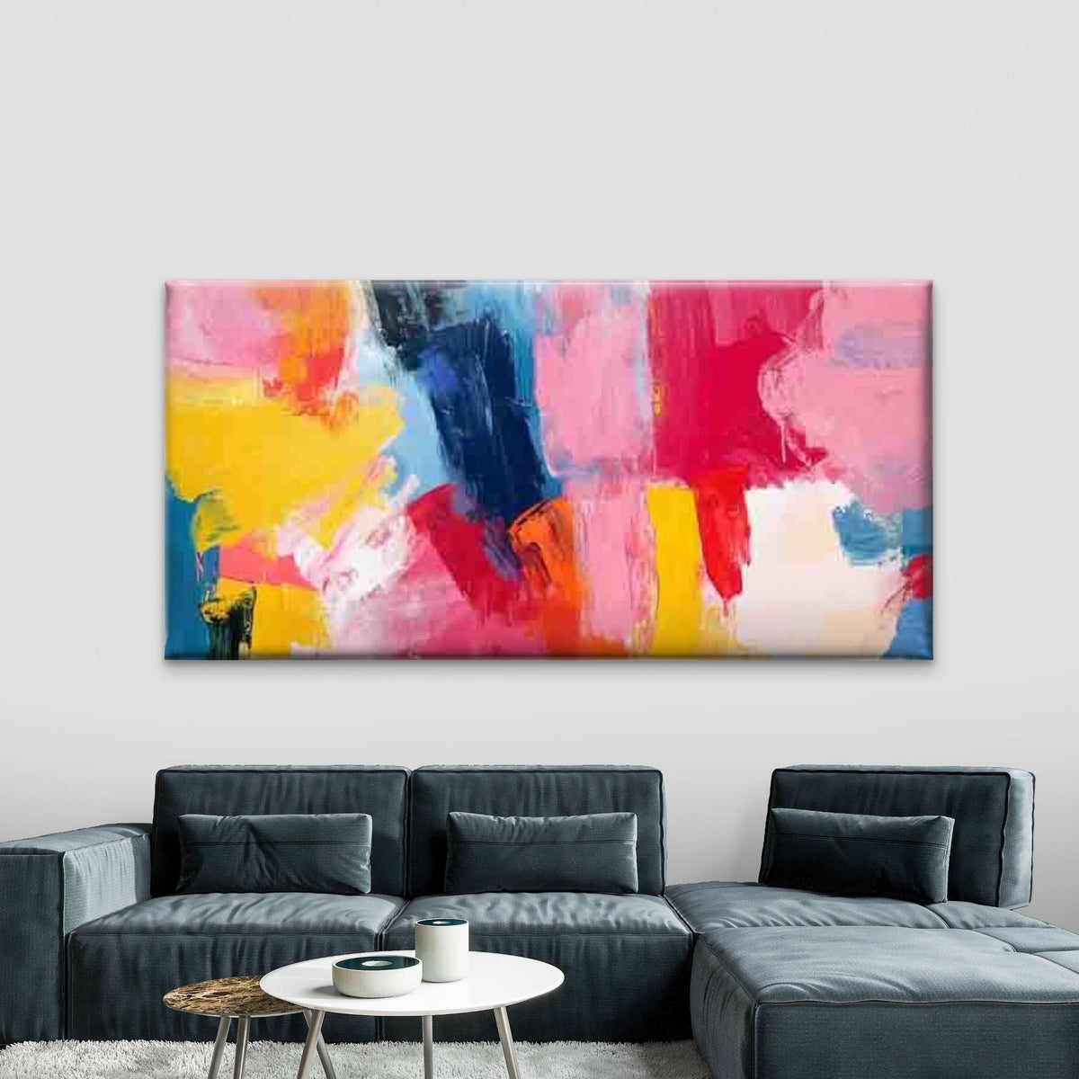 Abstract Vibrant Palette Wall Art Canvas Office Home Room Framed 120x60cm