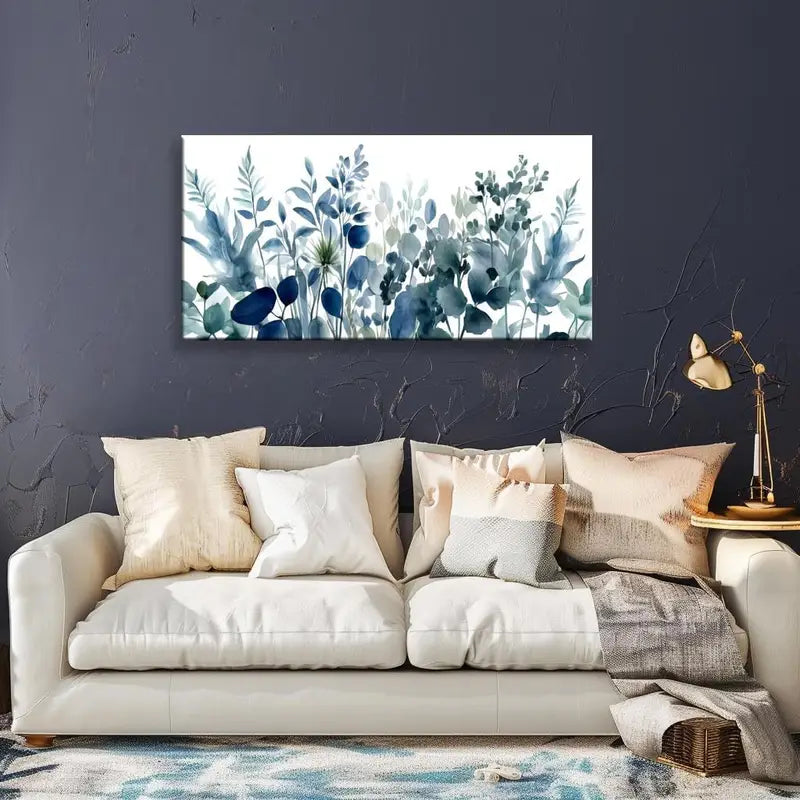 Abstract Floral Watercolors Leaves Wall Art canvas office home room framed 120x60cm