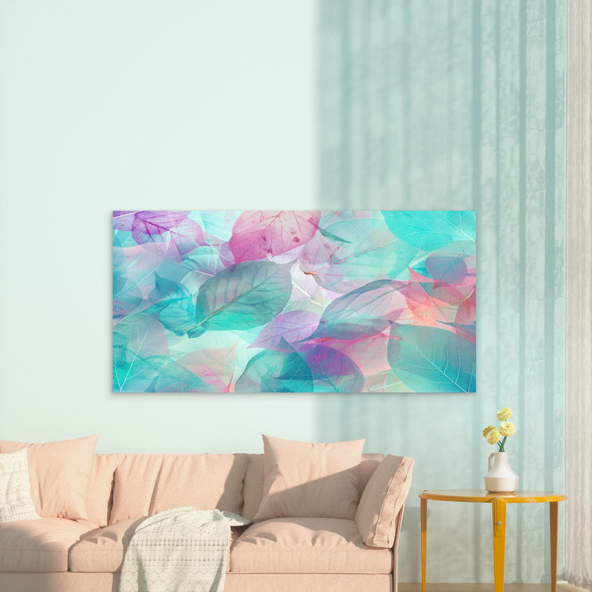 Luminous Petals Pastel Echoes Wall Art Canvas Office Home Room Framed 120x60cm