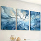 3pcs Modern Style Fashion Abstract Light Luxury Art Blue Floral Wall Art Set Canvas Framed 40x60cm - High Quality Print 100% Australian Made Wall Canvas Ready to Hang