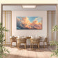 Golden Pastel Pink Cloud Sunbeam Sky Wall Art Canvas Office Home Framed 120x60cm