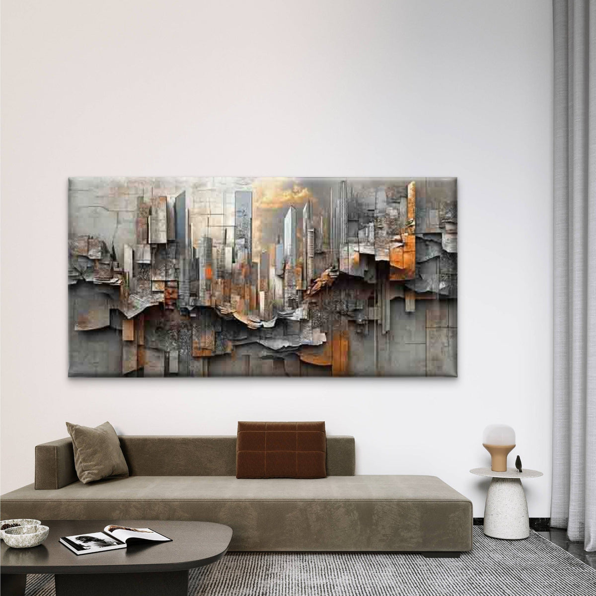 Abstract Cityscape Wall Art Canvas Office Home Room Framed 120x60cm