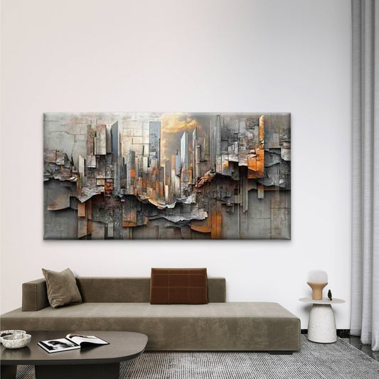 Abstract Cityscape Wall Art Canvas Office Home Room Framed 120x60cm