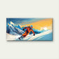 Retro Abstract Skier Painting Wall Art Canvas Office Home Room Framed 80x45cm