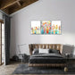 3pcs Bright Floral Vase And Flowers Unique Metal Print Ready to Hang Art