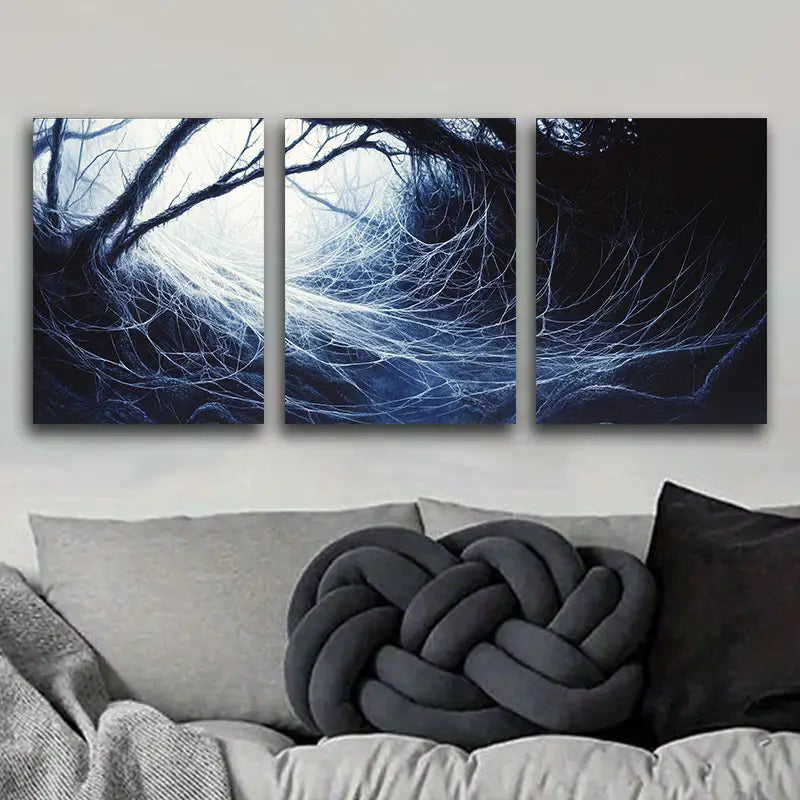 3pcs Spider webs in the forest Metal Print Ready to Hang Art