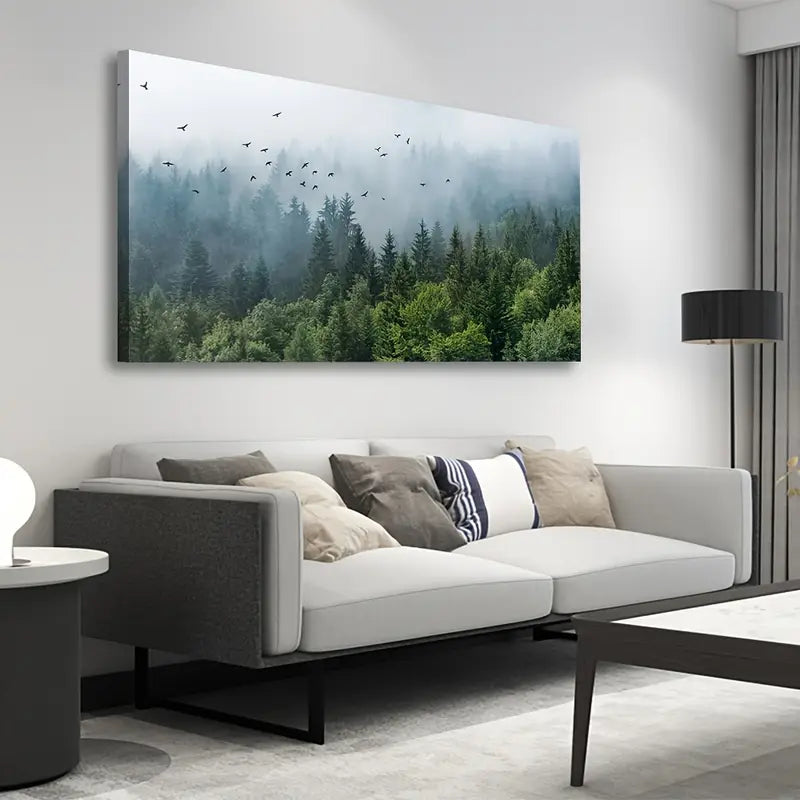 Tropical Virgin Forest Mountain Bird Wall Art canvas office home room framed 120x60cm