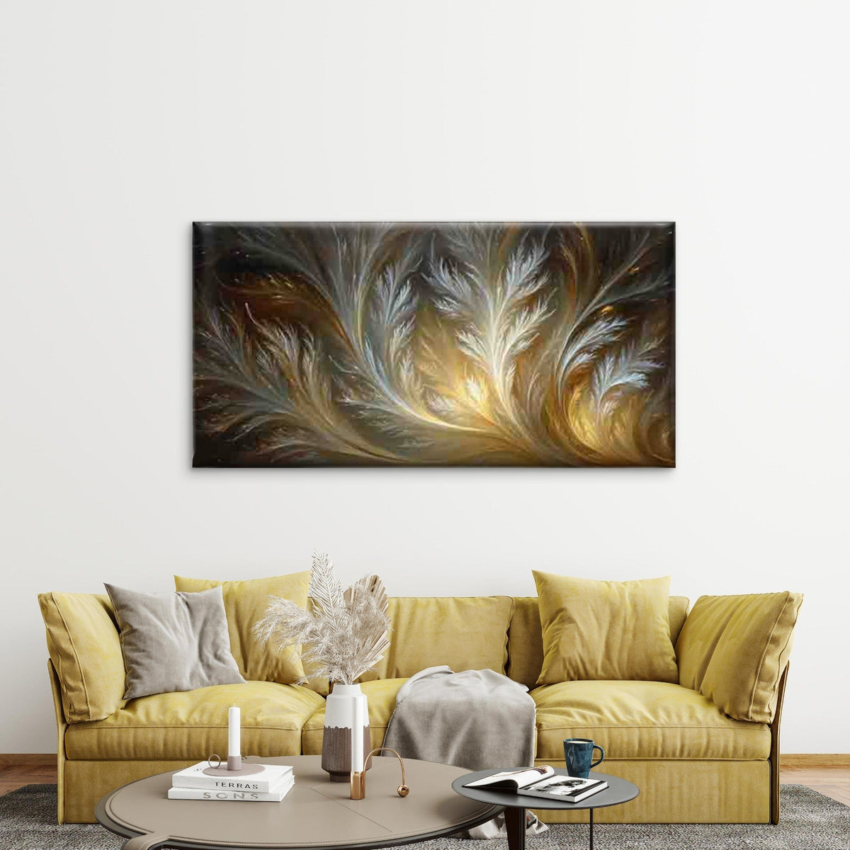 Modern Abstract Fractal Wall Art Canvas Office Home Room Framed 120x60cm