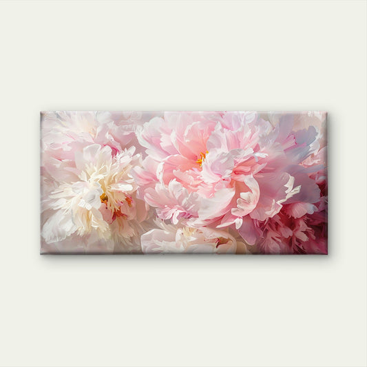 Abstract Pink Peonies Floral Wall Art Canvas Office Home Room Framed 80x45cm