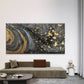 Dark Brown Black Marble Wall Art Canvas Office Home Room Framed 80x45cm