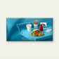 Fast Food Meal On Blue Table Wall Art Canvas Office Home Room Framed 80x45cm