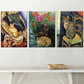 3pcs Retro Style Cat Abstract Landscape Art Wall Art Set Canvas Framed 40x60cm - High Quality Print 100% Australian Made Wall Canvas Ready to Hang