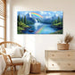 Waterfall Natural Lake Landscape Snowy Mountains Rainbow Pine Trees Wall Art canvas office home room framed 80x45cm