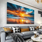 Vibrant Sunset Ocean Wave Wall Art wall canvas office home room framed 120x60cm