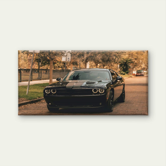 Black Dodge Challenger OnStreet Wall Art Canvas Office Home Room Framed 80x45cm
