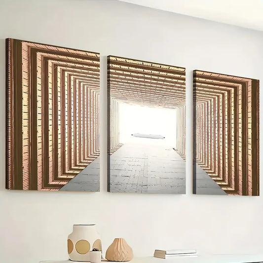 3pcs Modern Style Space Abstract Geometric Art Infinity Wall Art Set Canvas Framed 40x60cm - High Quality Print 100% Australian Made Wall Canvas Ready to Hang