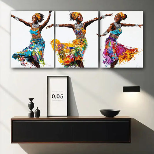 3pcs Traditional dress dancing girls Metal Print Ready to Hang Art