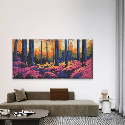 Forest Scene Towering Trees Wall Art Canvas Office Home Room Framed 80x45cm