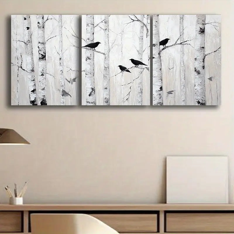 3pcs Silvery Birch Metal Print Ready to Hang Art