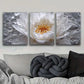 3pcs Featuring White Lotus Flowers Metal Print Ready to Hang Art