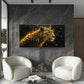 Golden Leopard Illuminated Wall Art Canvas Office Home Room Framed 80x45cm