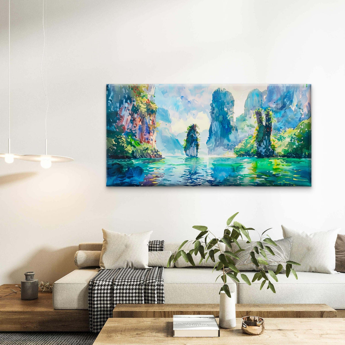 Tropical Limestone Islands Wall Art Canvas Office Home Room Framed 120x60cm
