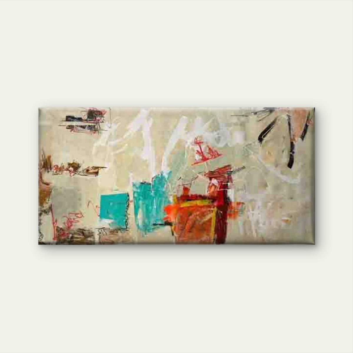 Abstract Expressionist Wall Art Canvas Office Home Room Framed 80x45cm