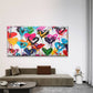 Colorful Graffiti Hearts Wall Art Canvas Office Home Room Framed 120x60cm