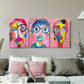 3pcs Colorful Geometric Faces with Bold Features and Expressions Metal Print Ready to Hang Art