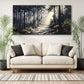 Sunlight Forest Black & White Nature Wall Art canvas office home room framed 120x60cm