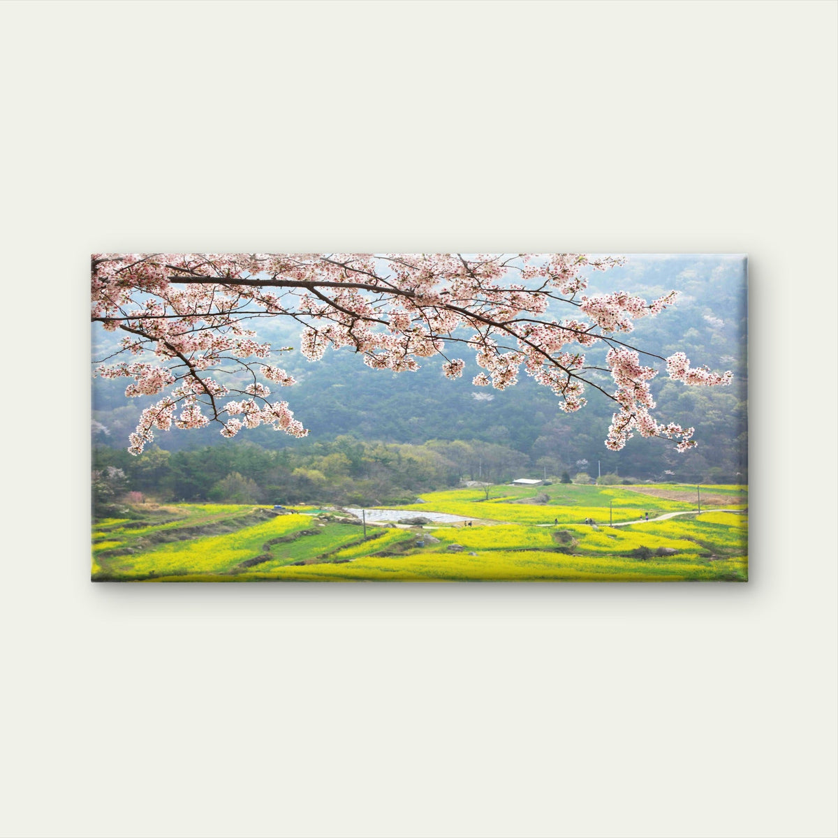 Spring Flowers Mountain Wall Art Canvas Office Home Room Framed 80x45cm