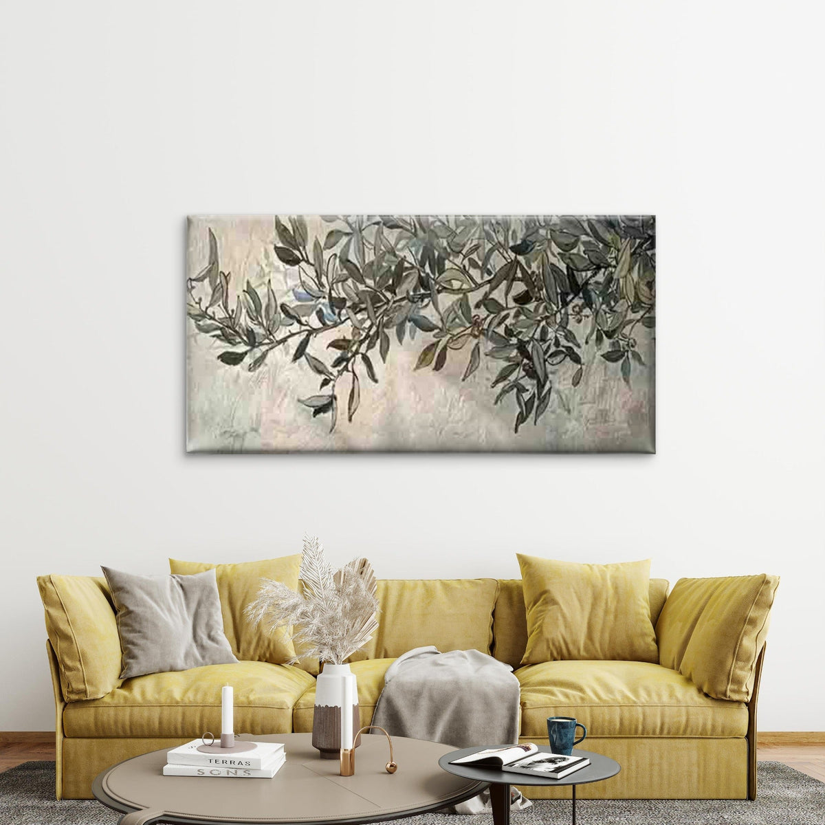 Abstract Autumn Leaves Wall Art Canvas Office Home Room Framed 80x45cm