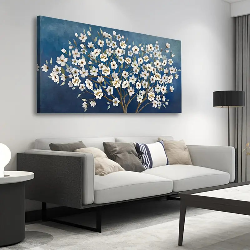 Modern Blooming Flower White Blossom Tree Wall Art canvas office home room framed 120x60cm