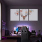 3pcs Watercolor Vibrant Floral Antler Deer Design Metal Print Ready to Hang Art