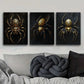 3pcs Golden and Black Spider Design Metal Print Ready to Hang Art