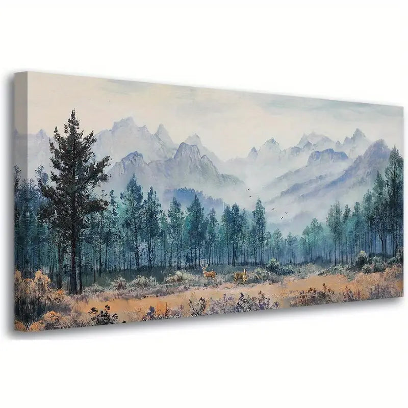 Mountain Landsape Nature Grey Scenery Bird Wall Art canvas office home room framed 120x60cm