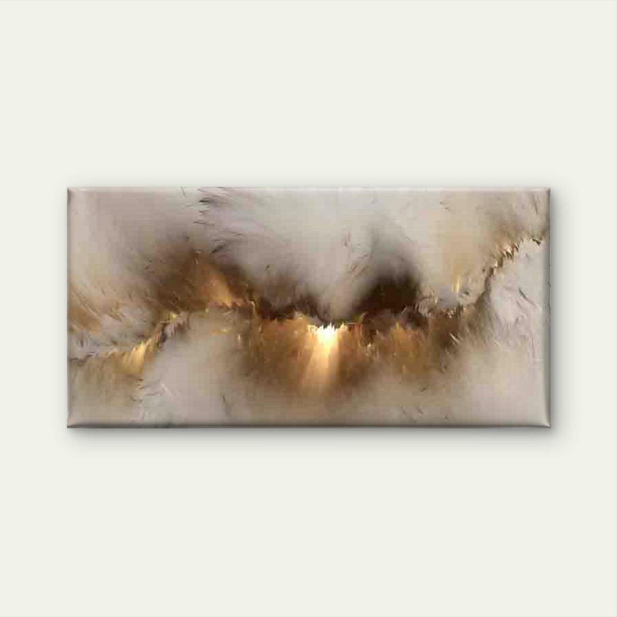 Abstract Golden Feather Wall Art Canvas Office Home Room Framed 80x45cm