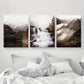 3pcs Multnomah Waterfalls Nature, Serene Mountain & Forest Metal Print Ready to Hang Art