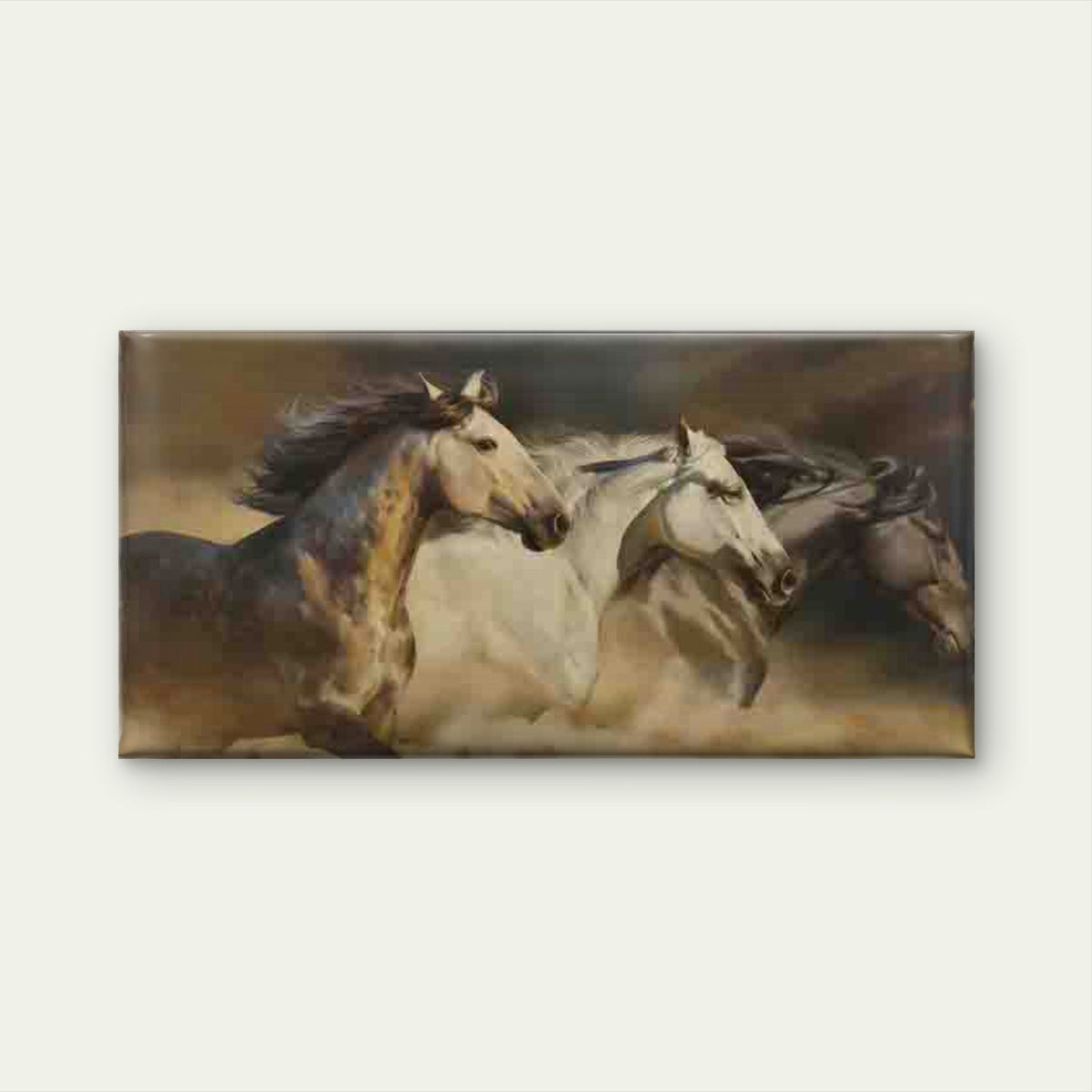 Wild Horses Running In Desert Wall Art Canvas Office Home Room Framed 120x60cm
