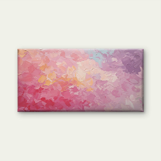 Abstract Pink Purple Thick Oil Wall Art Canvas Office Home Room Framed 80x45cm