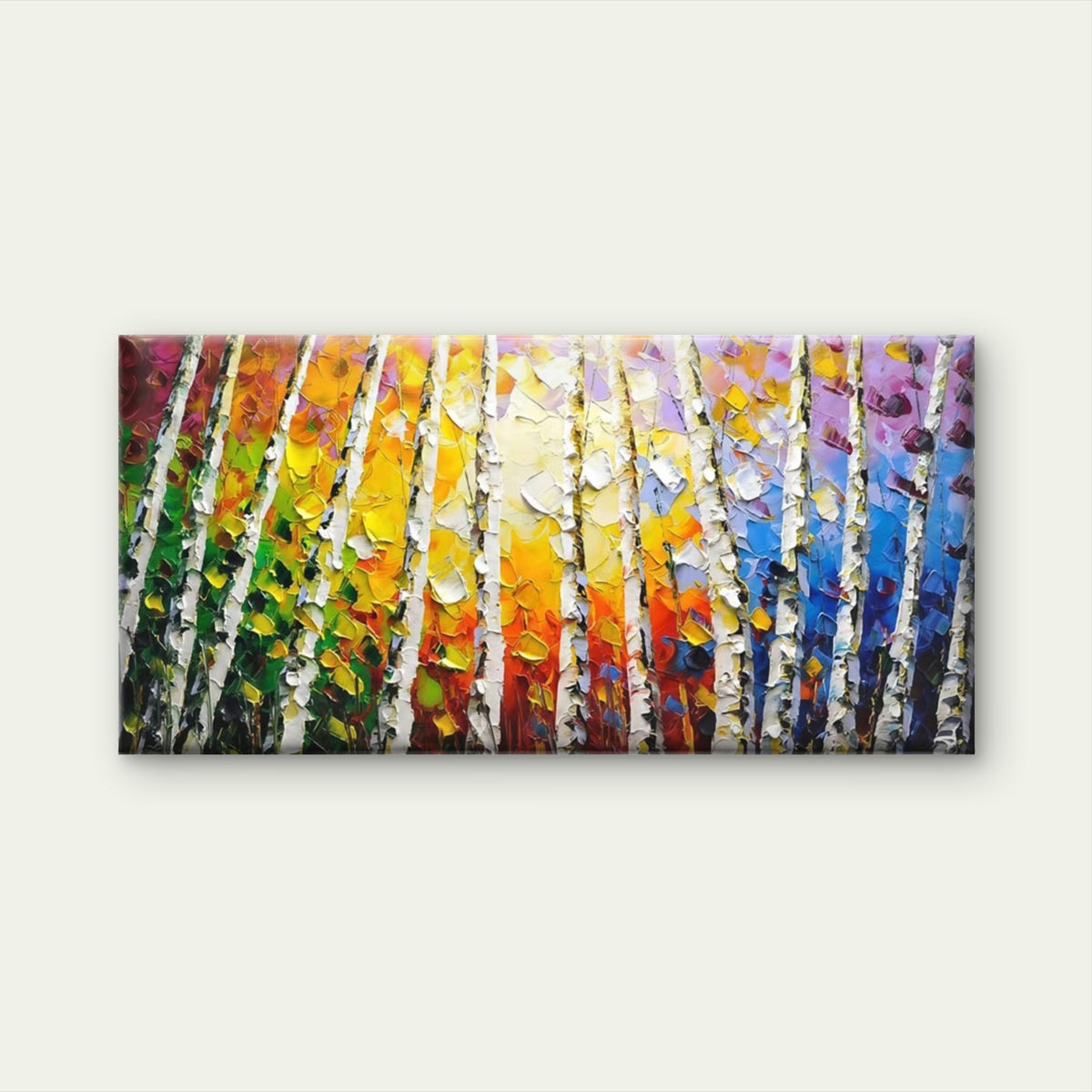 Modern Birch Forest Wall Art Canvas Office Home Room Framed 80x45cm